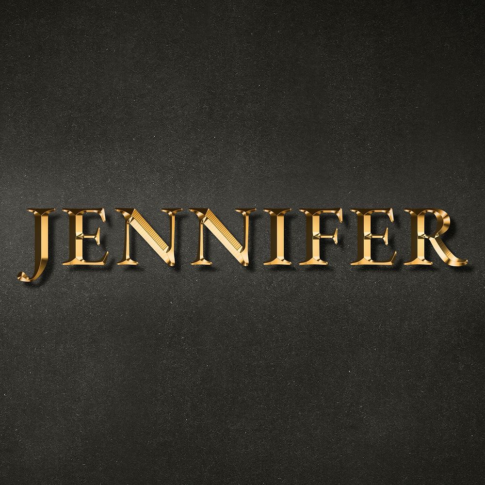 Jennifer typography in gold effect design element 