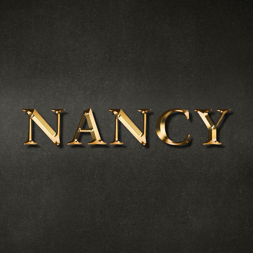 Nancy typography in gold effect design element