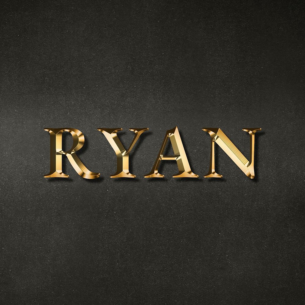 Ryan typography in gold effect design element