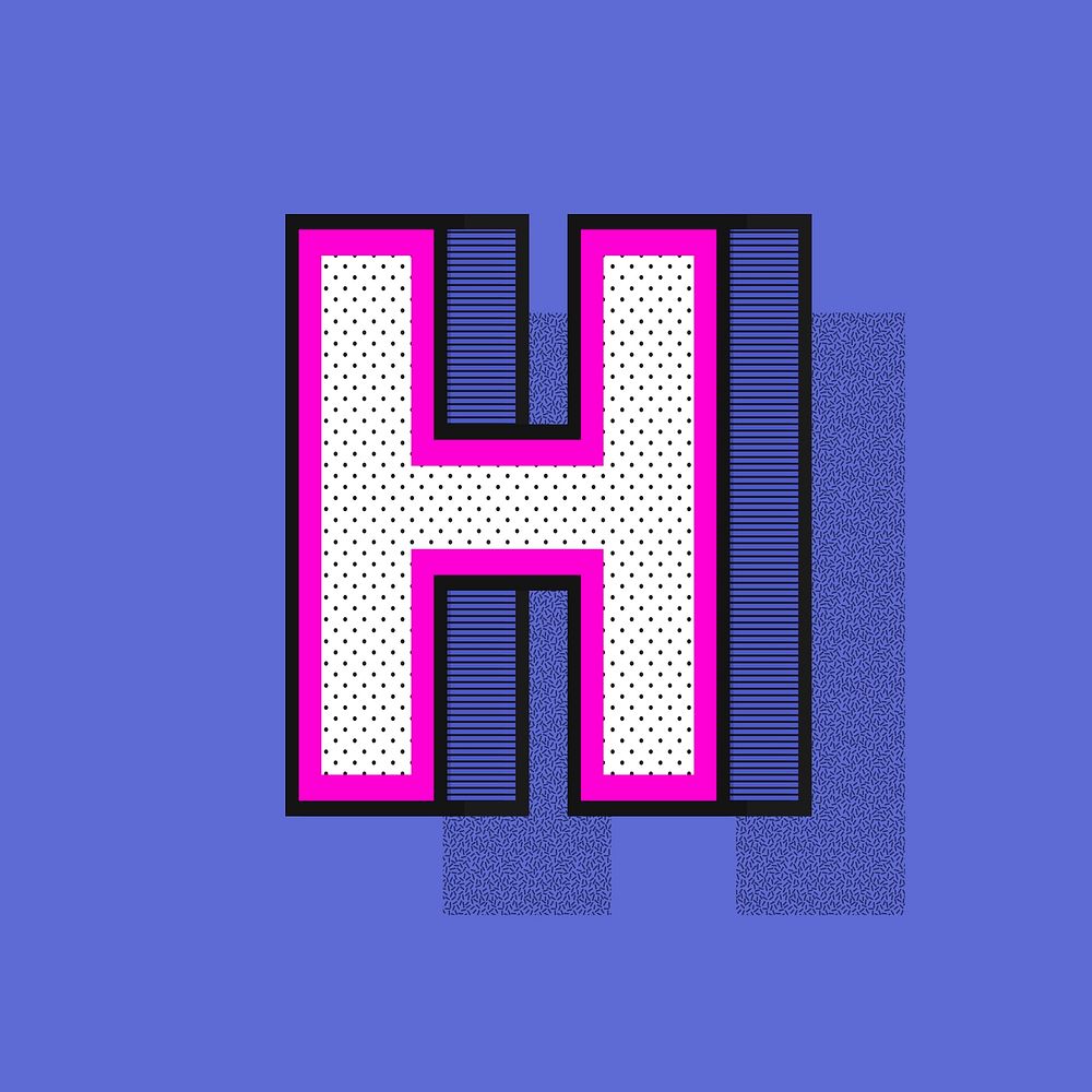 Letter H 3D vector halftone effect typography