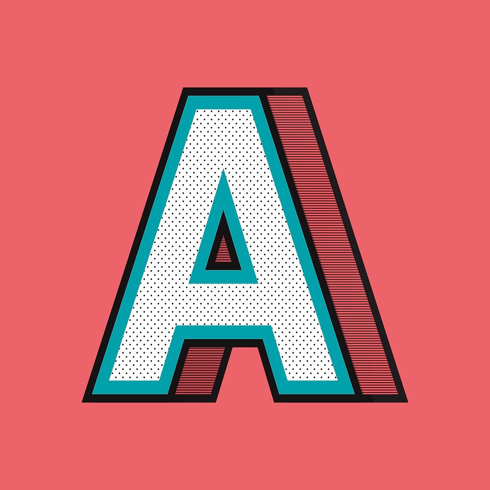 Letter A 3D halftone effect typography psd