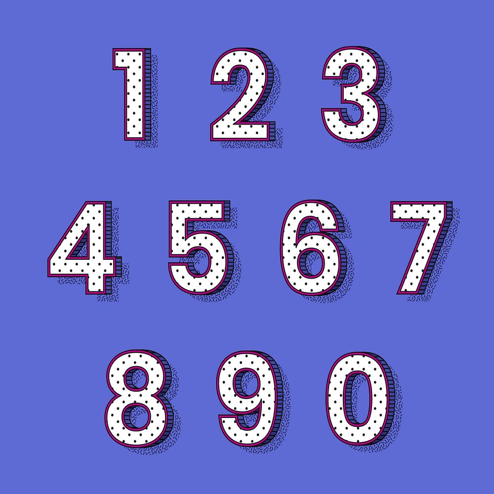 Isometric halftone font numbers 0-9 vector set