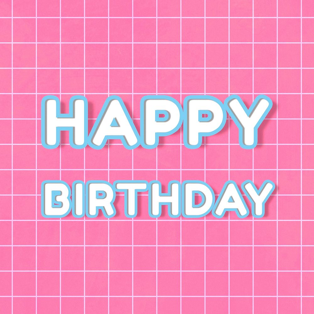 Bold neon happy birthday word outline typography