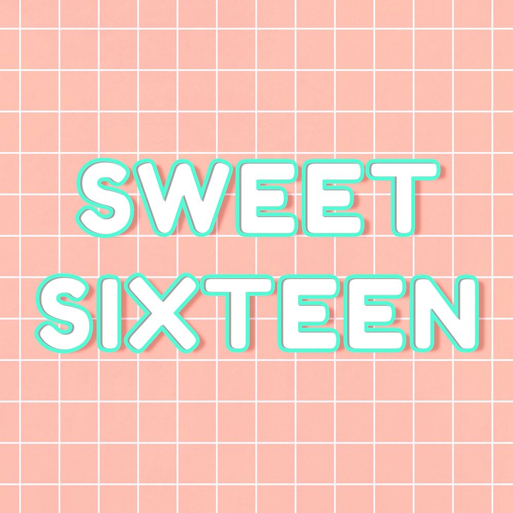 Neon miami sweet sixteen word typography