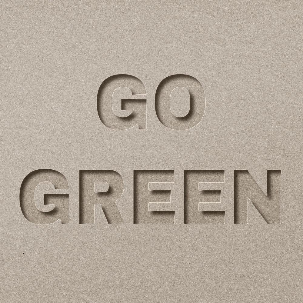 Paper cut go green lettering font typography