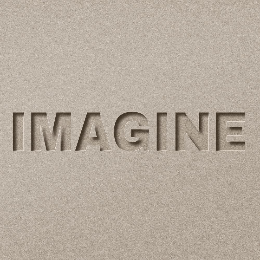 Imagine paper cut font typography