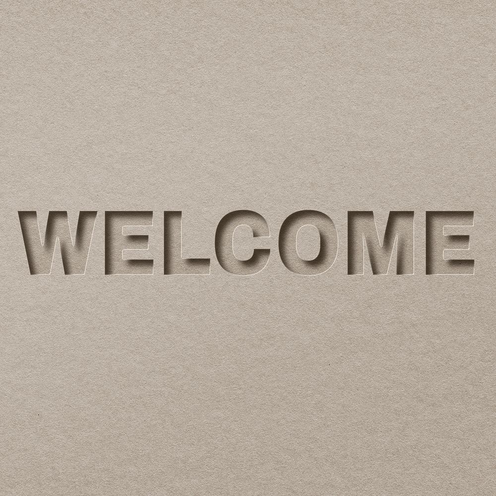 Paper embossed 3d lettering welcome font typography
