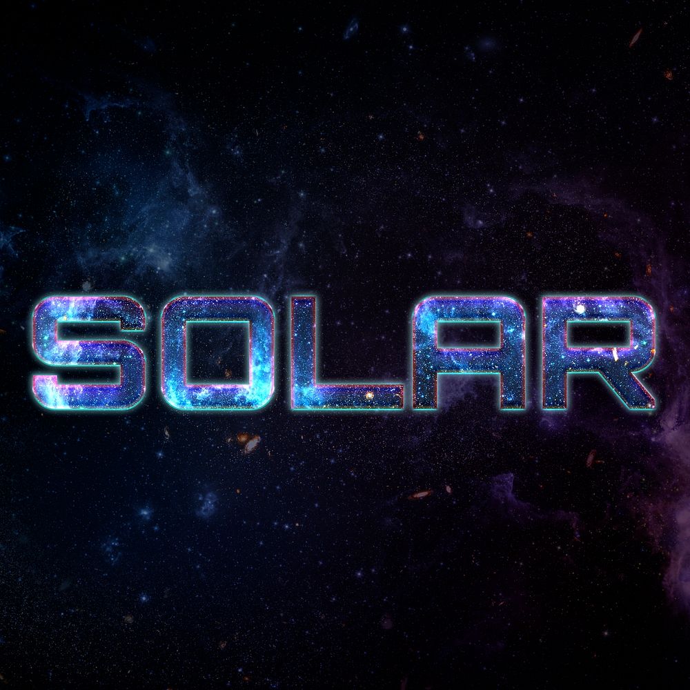 SOLAR text typography word on galaxy background