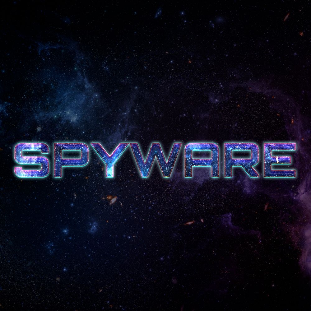SPYWARE text typography word on galaxy background
