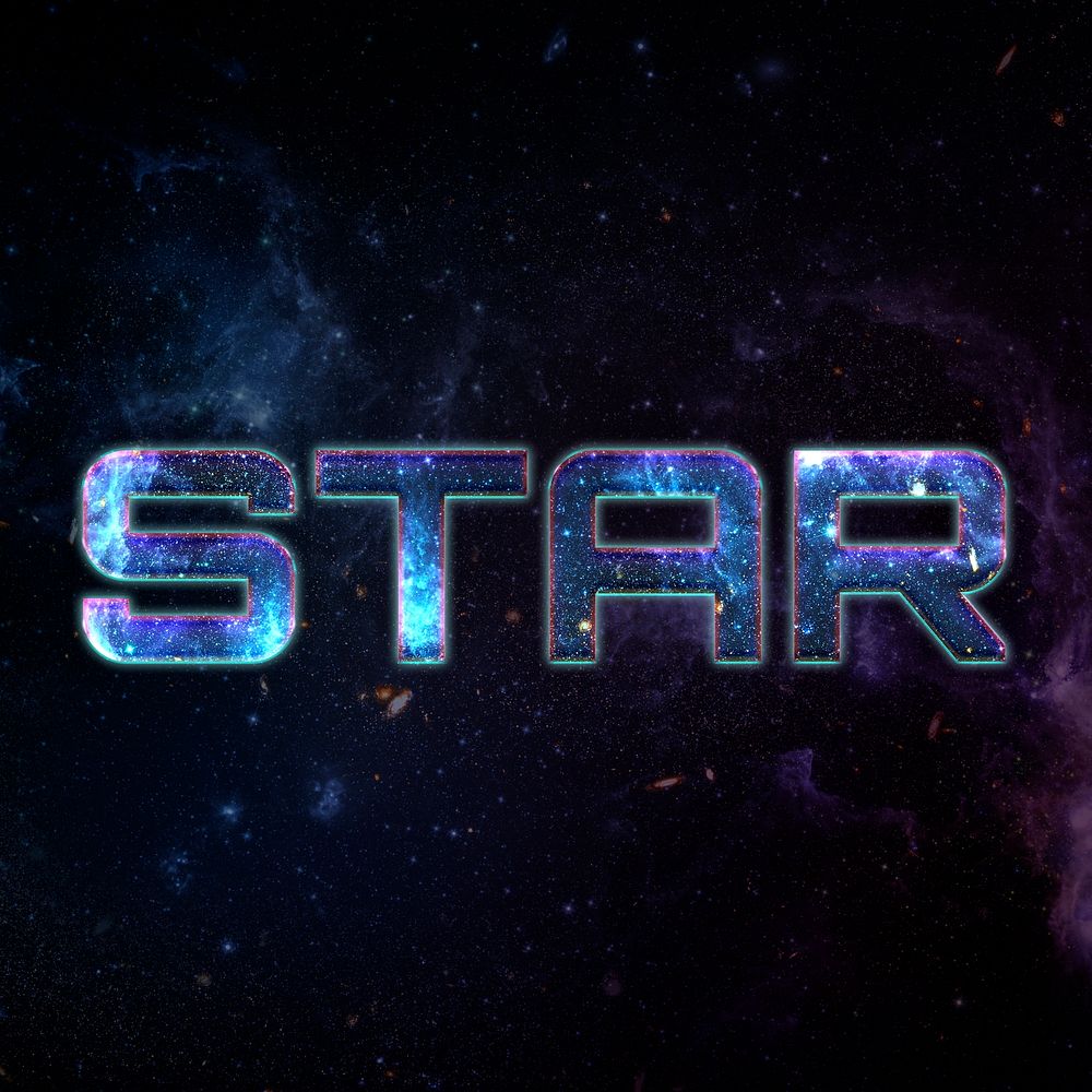 STAR text typography word on galaxy background
