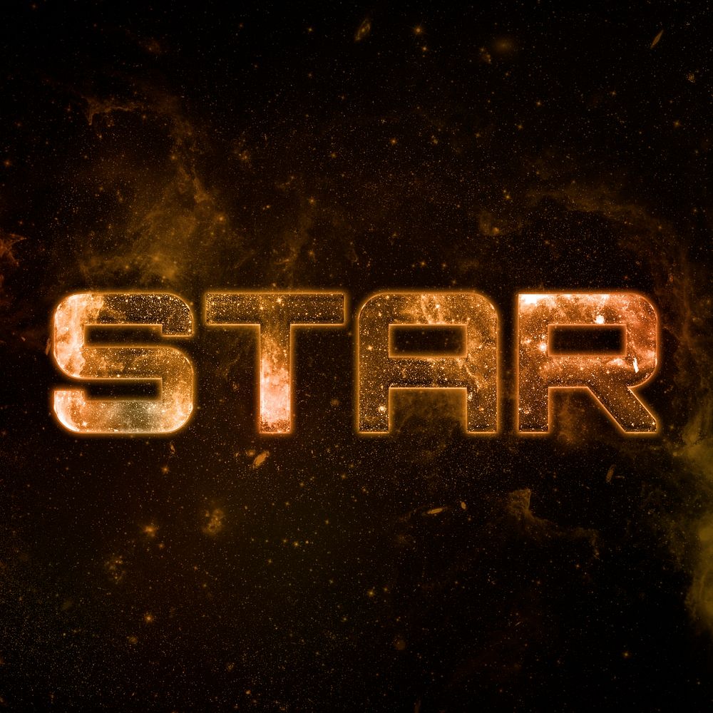 STAR text typography brown word on black