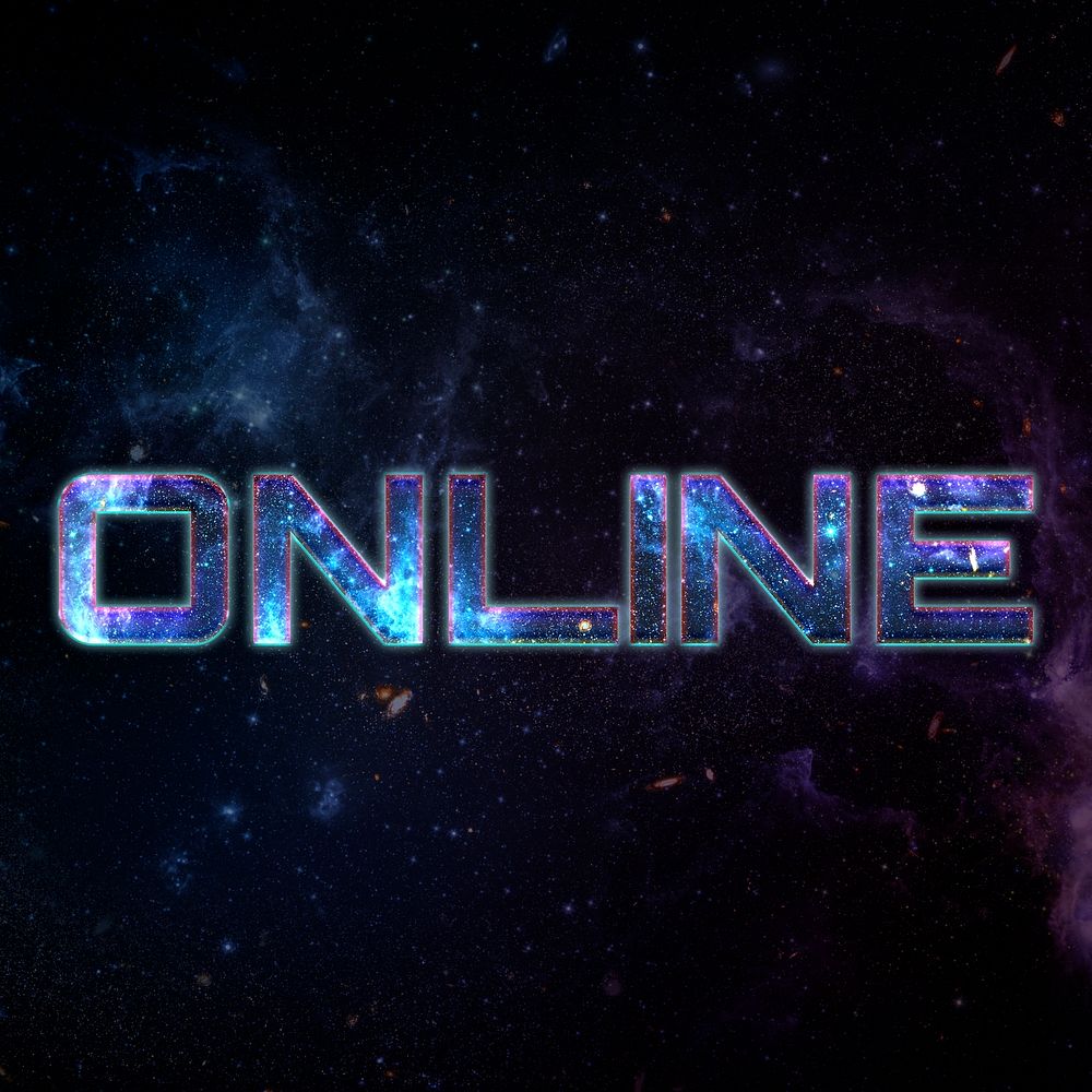 ONLINE text typography word on galaxy background