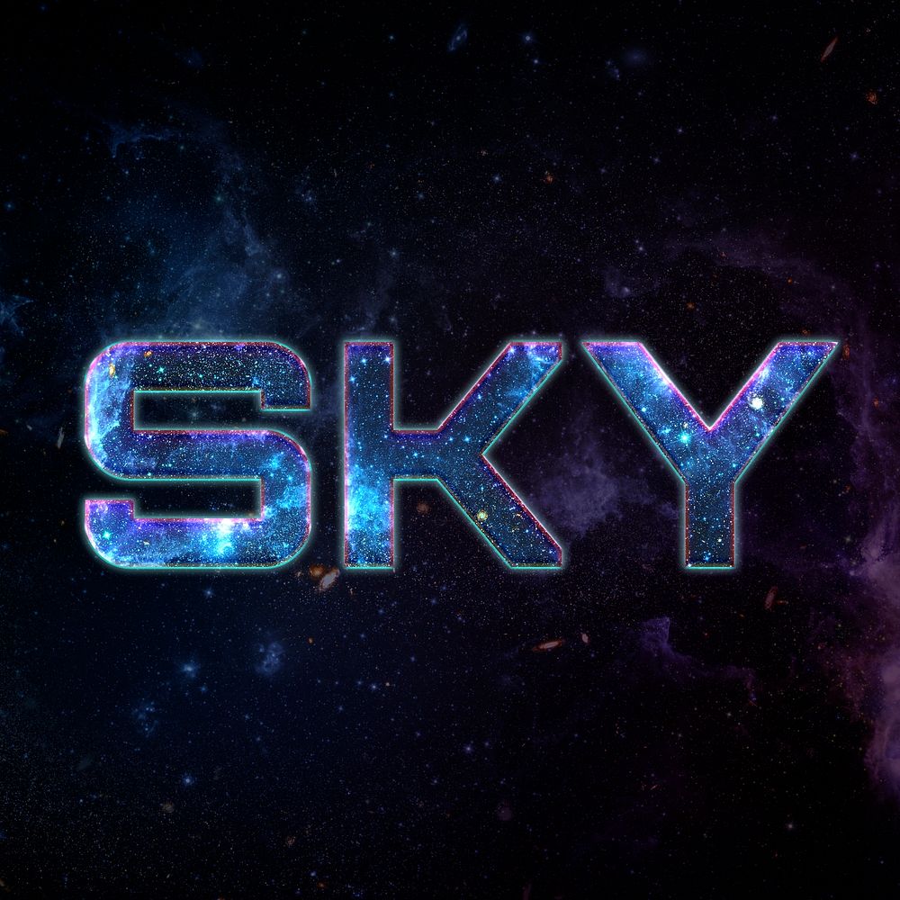 SKY text typography word on galaxy background