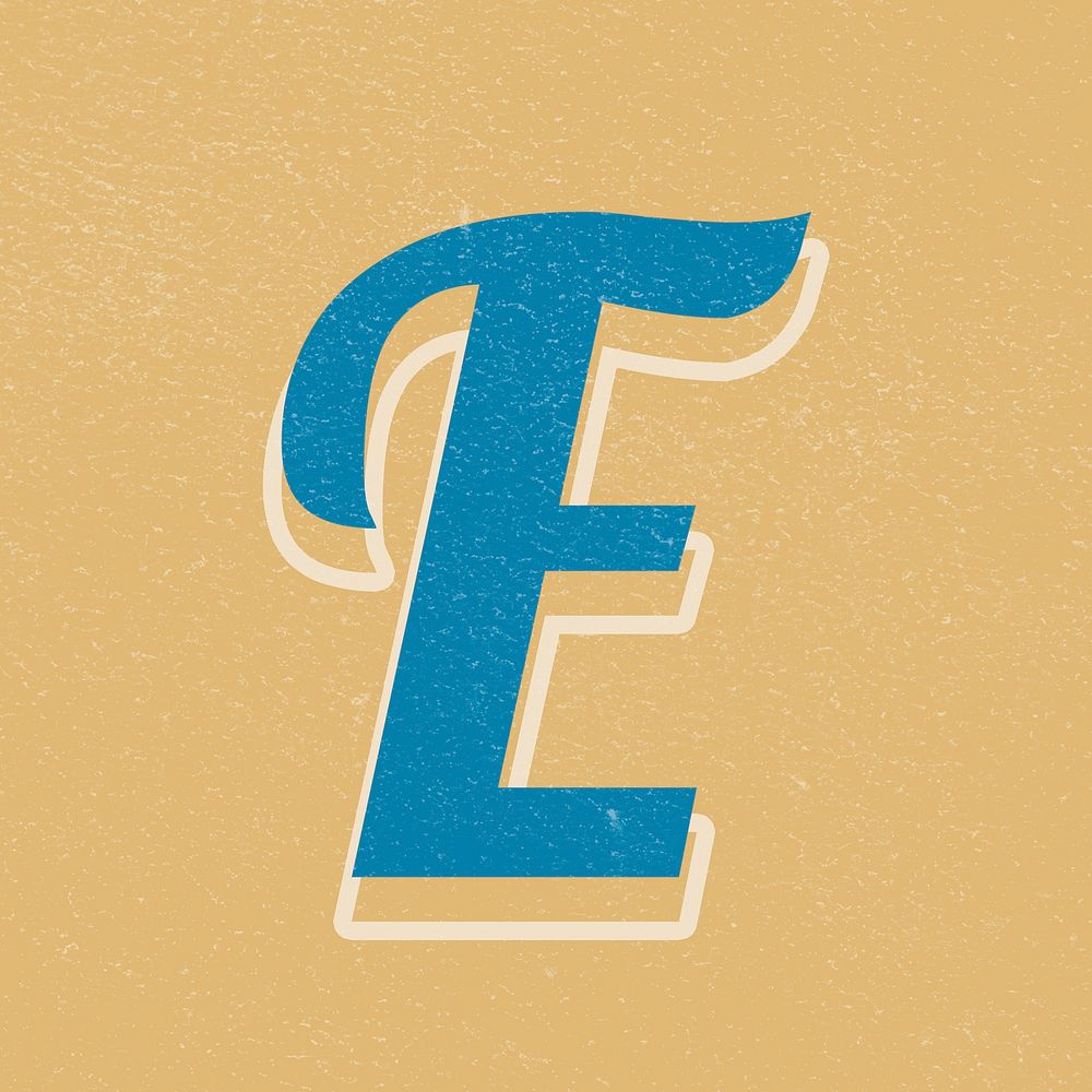 Letter E psd bold retro display font lettering