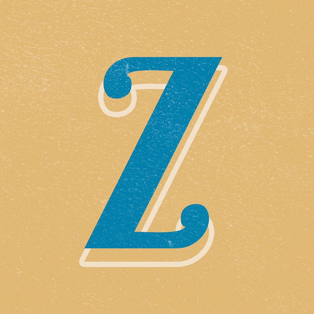 Psd retro letter Z bold typography