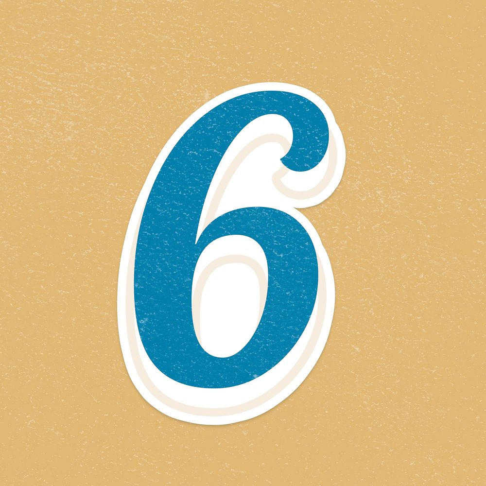 Number 6 psd bold retro display font white border