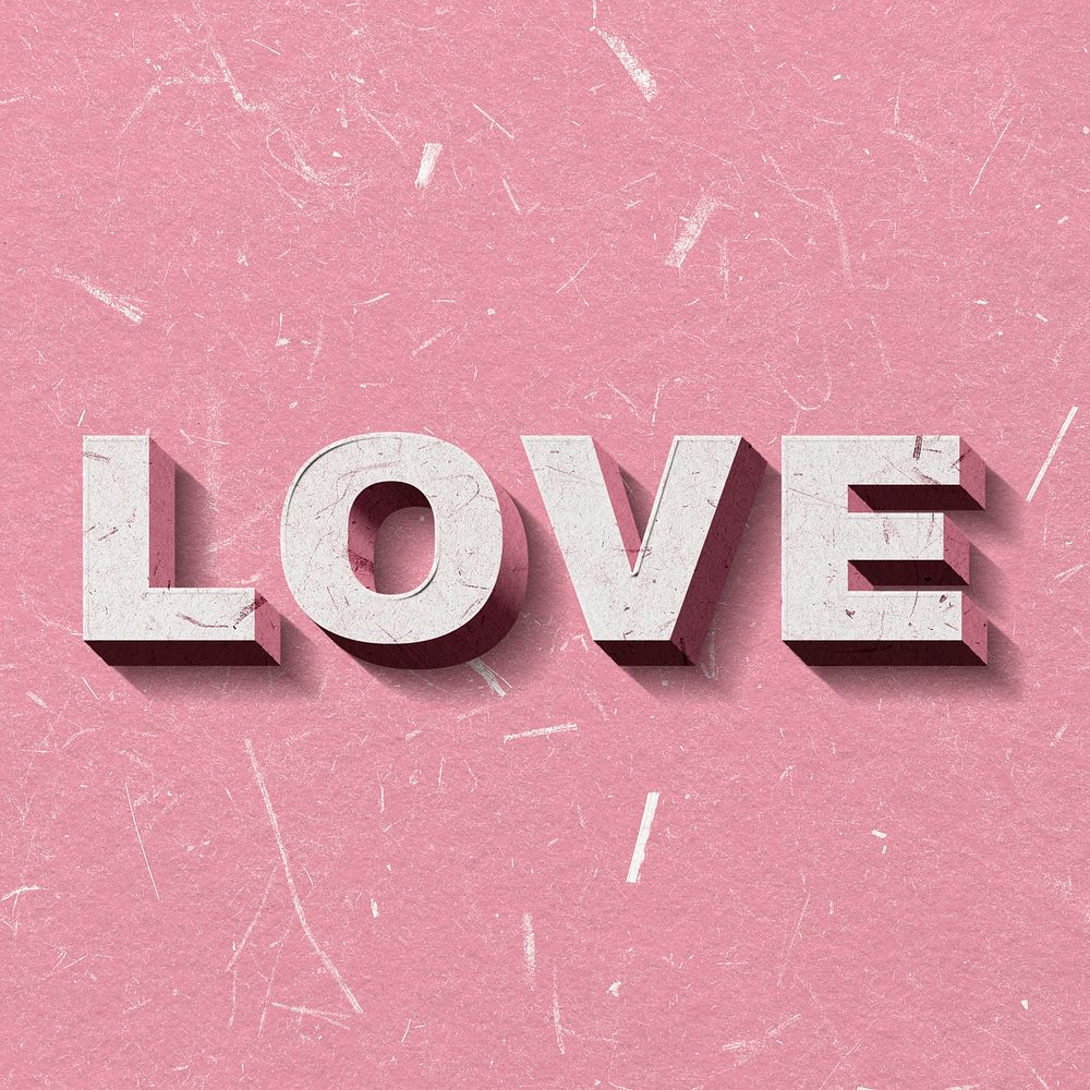 Retro 3D Love pink paper font typography
