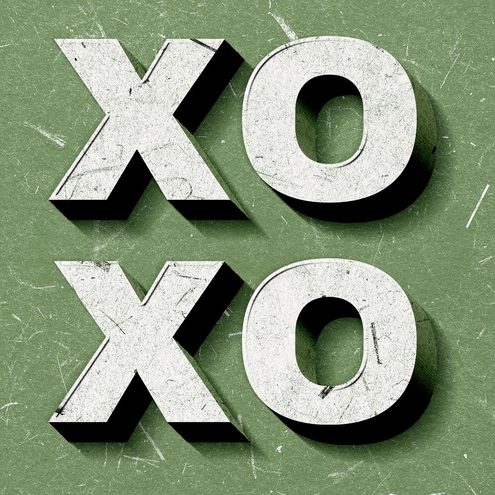 Xoxo green 3D trendy word textured font typography