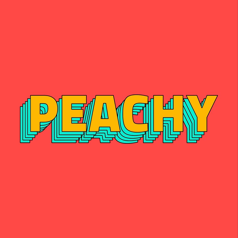 Retro layered peachy word typeface