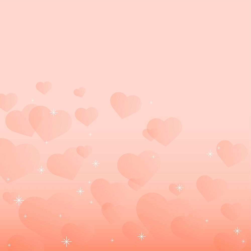 Sparkle heart pattern vector peach background