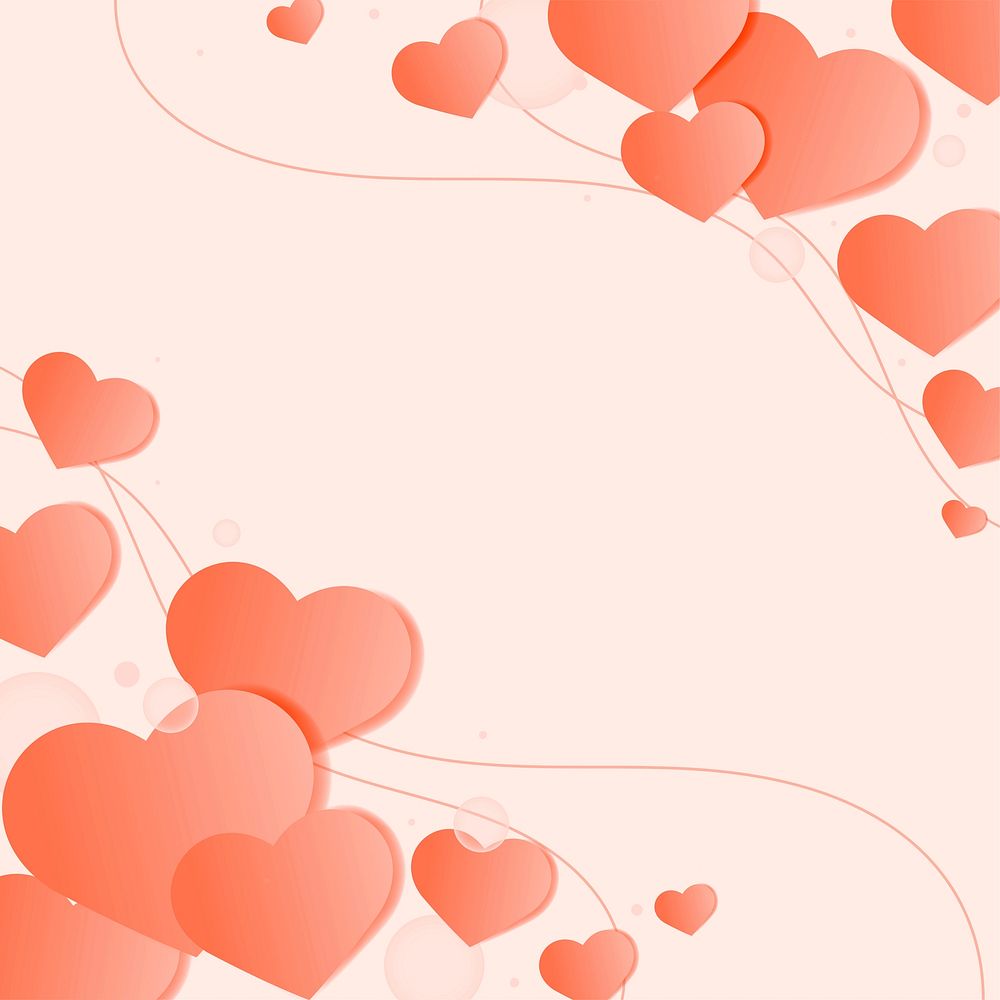 Vector heart  decorated border orange background  