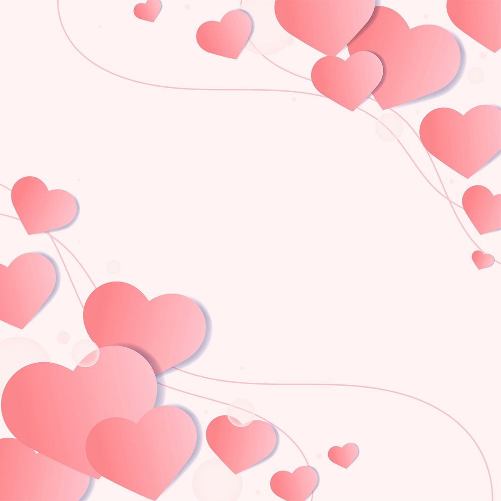 Vector heart  decorated border pink background  