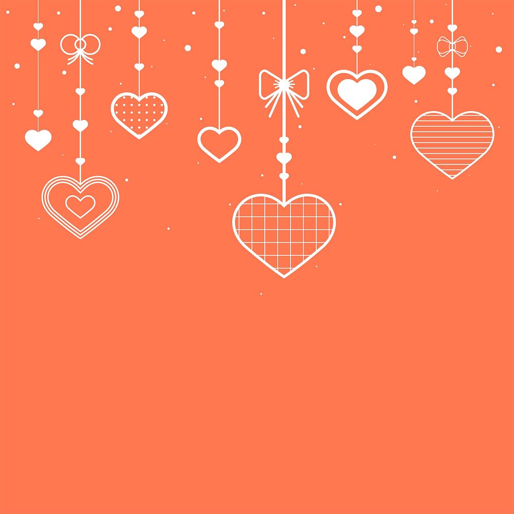Vector hanging hearts cute colorful pink background