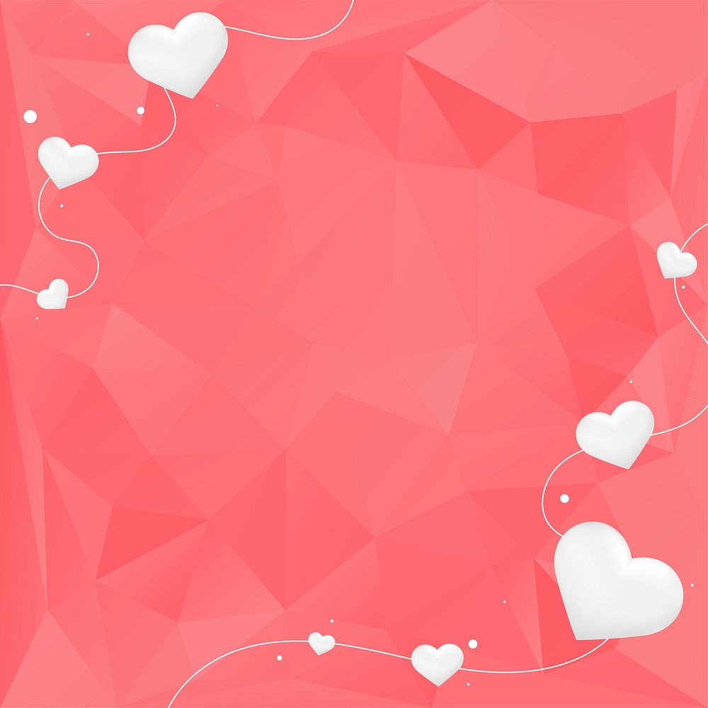 Pink white heart red frame design space