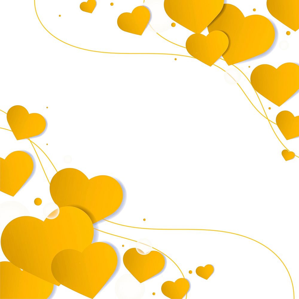 Abstract dark yellow hearts frame copy space