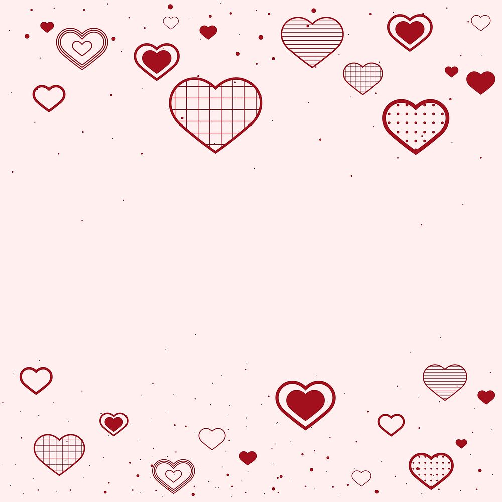 Vector lovely red border decorated with hearts