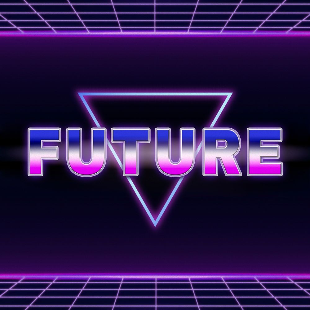 Future retro style word on futuristic background