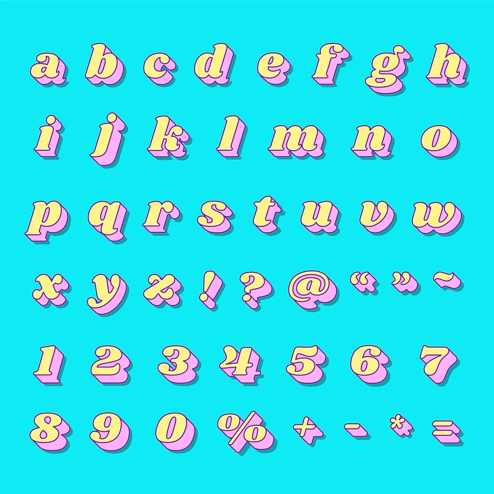 Bold alphabet number set vector retro typography