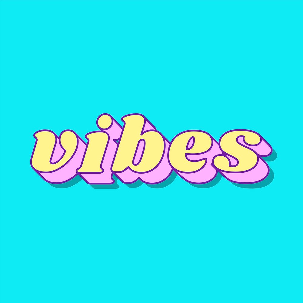 Vibes word retro typography vector