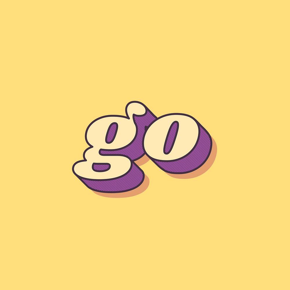 Go word typography bold font pastel lettering