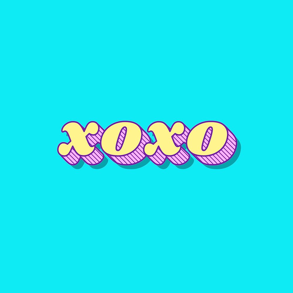 Funky style 3D XOXO typography illustration vector