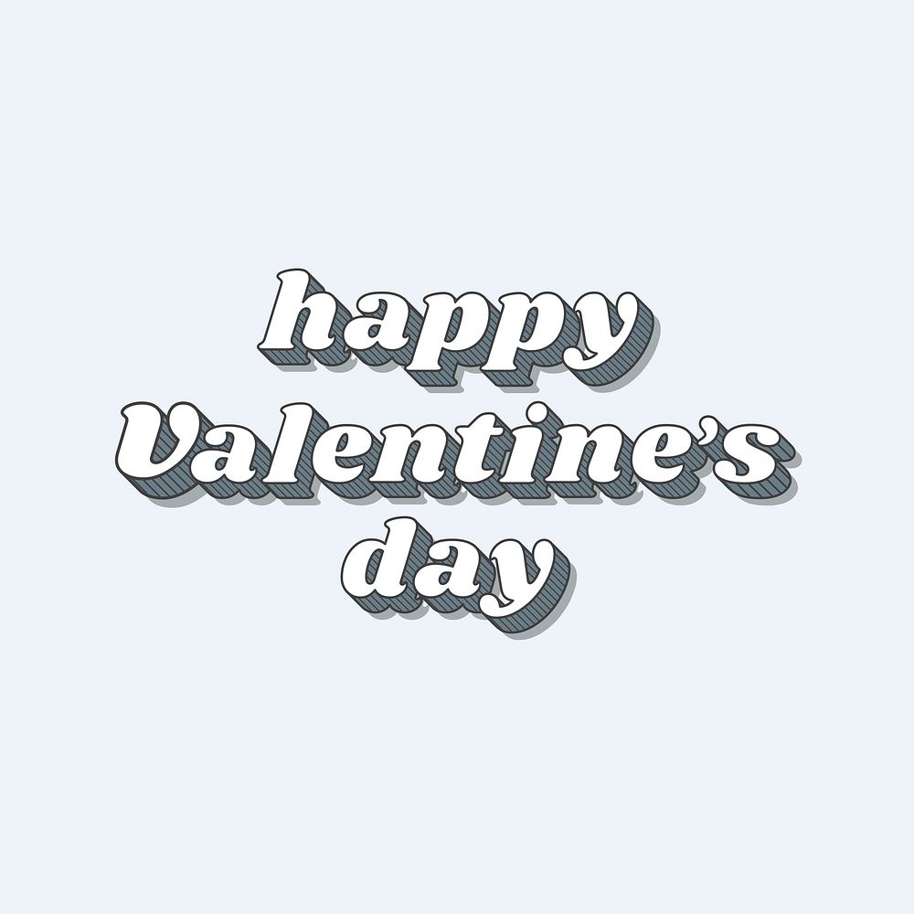 Happy valentine's day retro bold love theme font styillustration