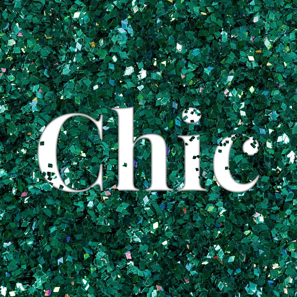 Chic glittery green typography word