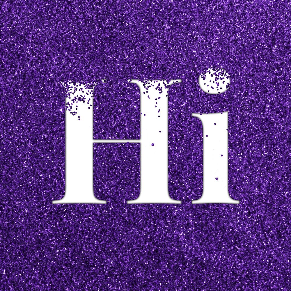 Hi glittery greeting typography text word