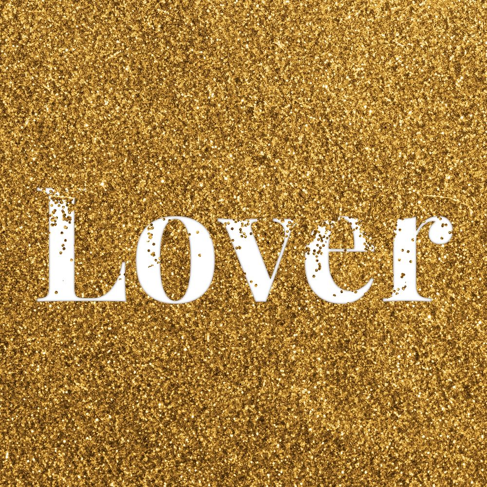 Glittery lover typography word text