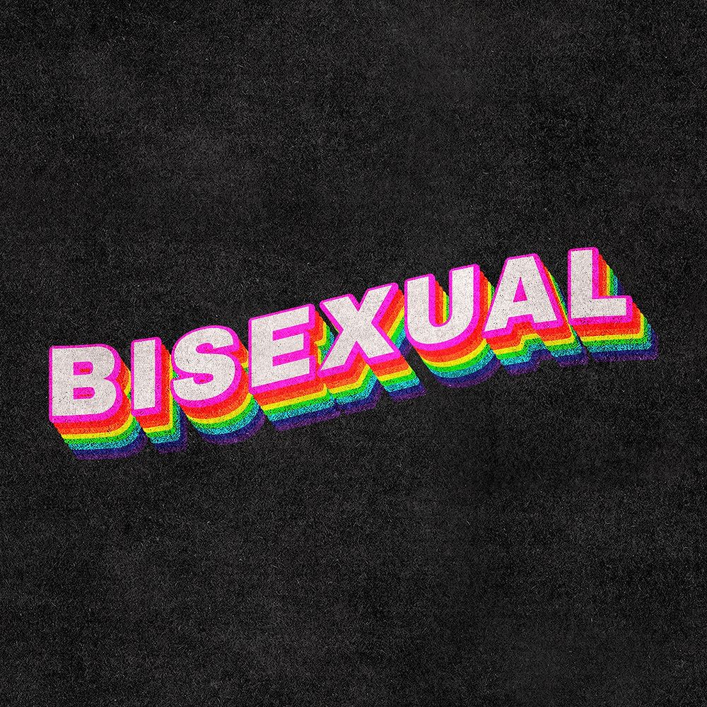 BISEXUAL rainbow word typography on black background