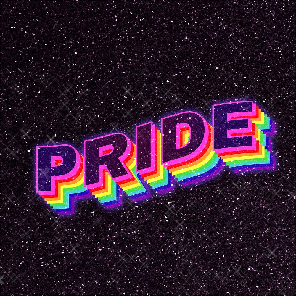 Vector pride font typography 3D Rainbow shadow