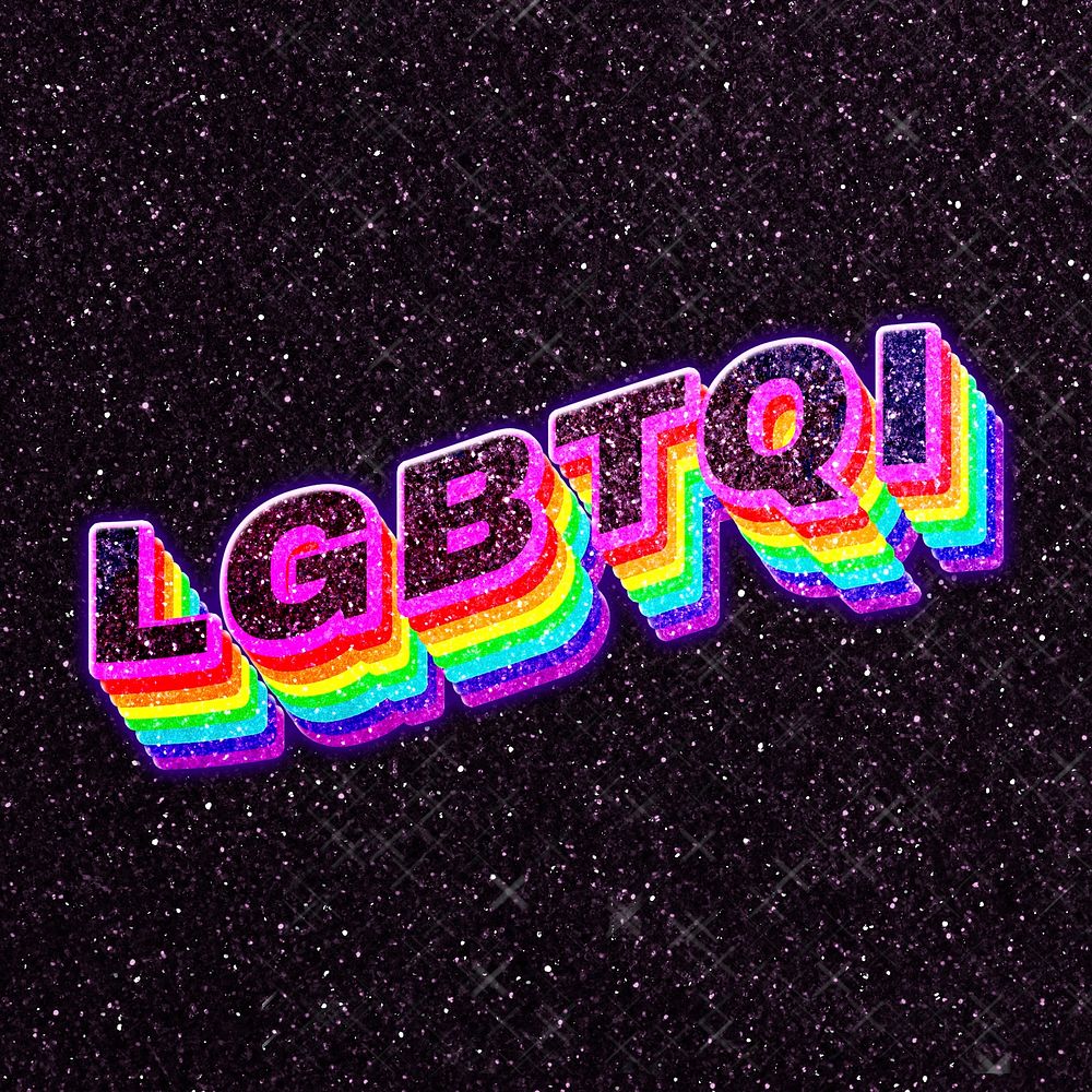 LGBTQI 3d rainbow typography glitch