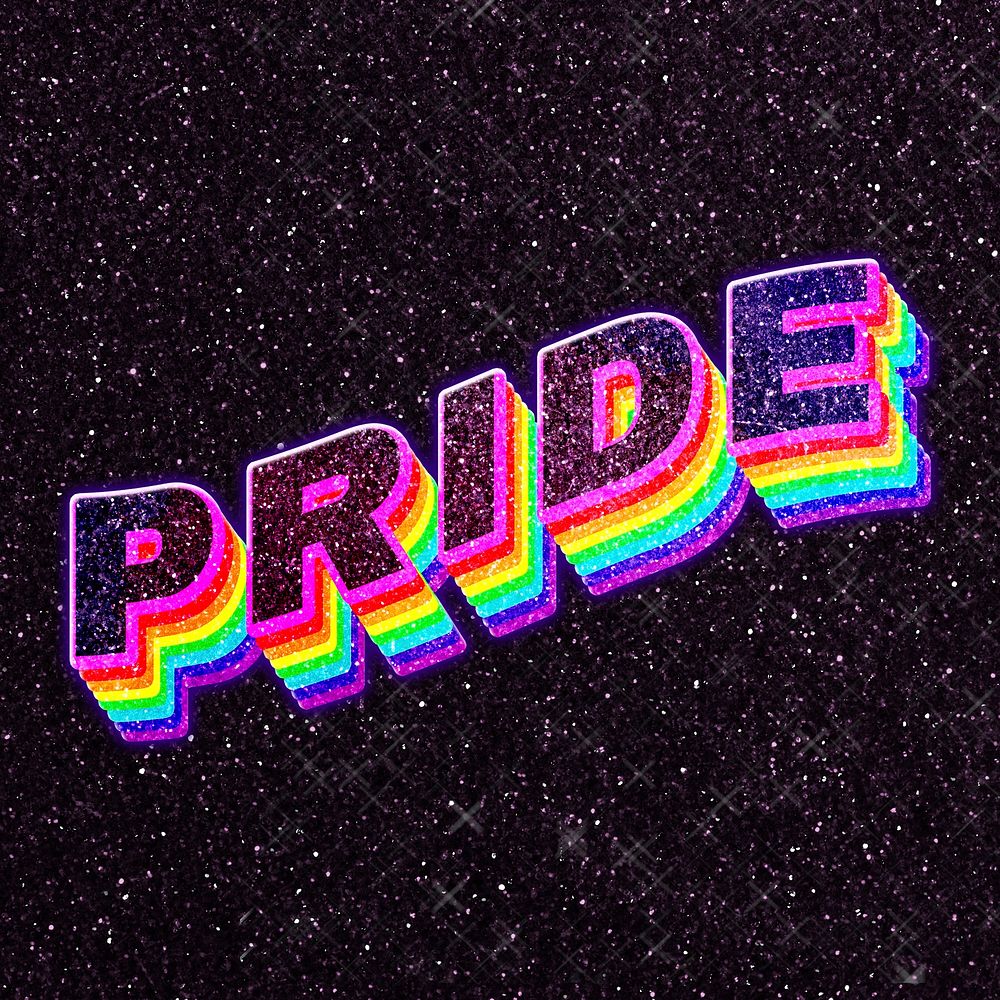Pride word 3d shadowed typography