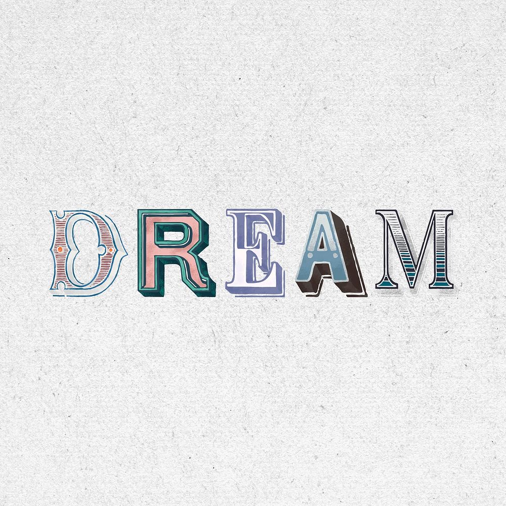 3D word dream vintage typography