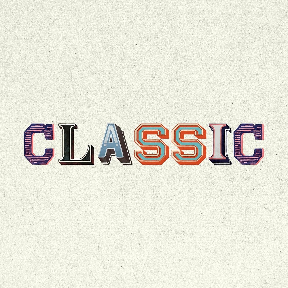 Classic word clipart vintage typography