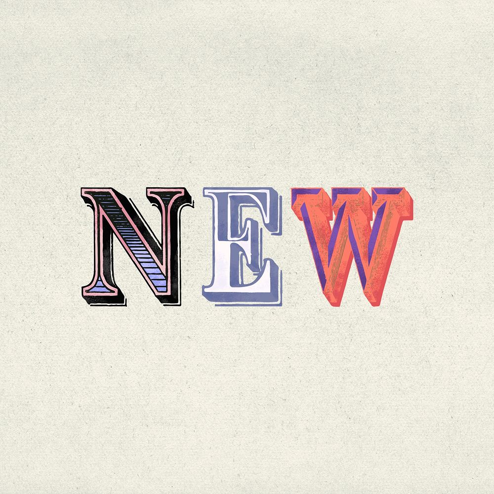 Shadowed word new vintage typography