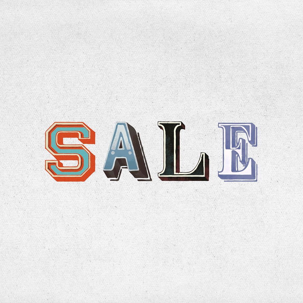 3D shadowed vintage sale lettering