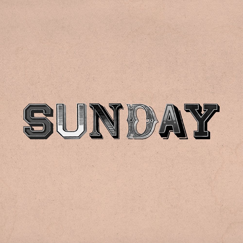 Shadowed word sunday vintage typography