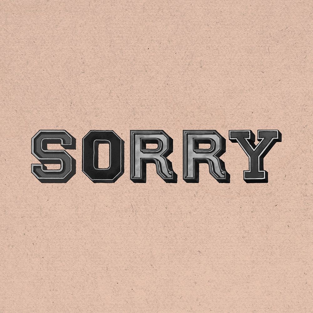 Sorry word clipart vintage typography