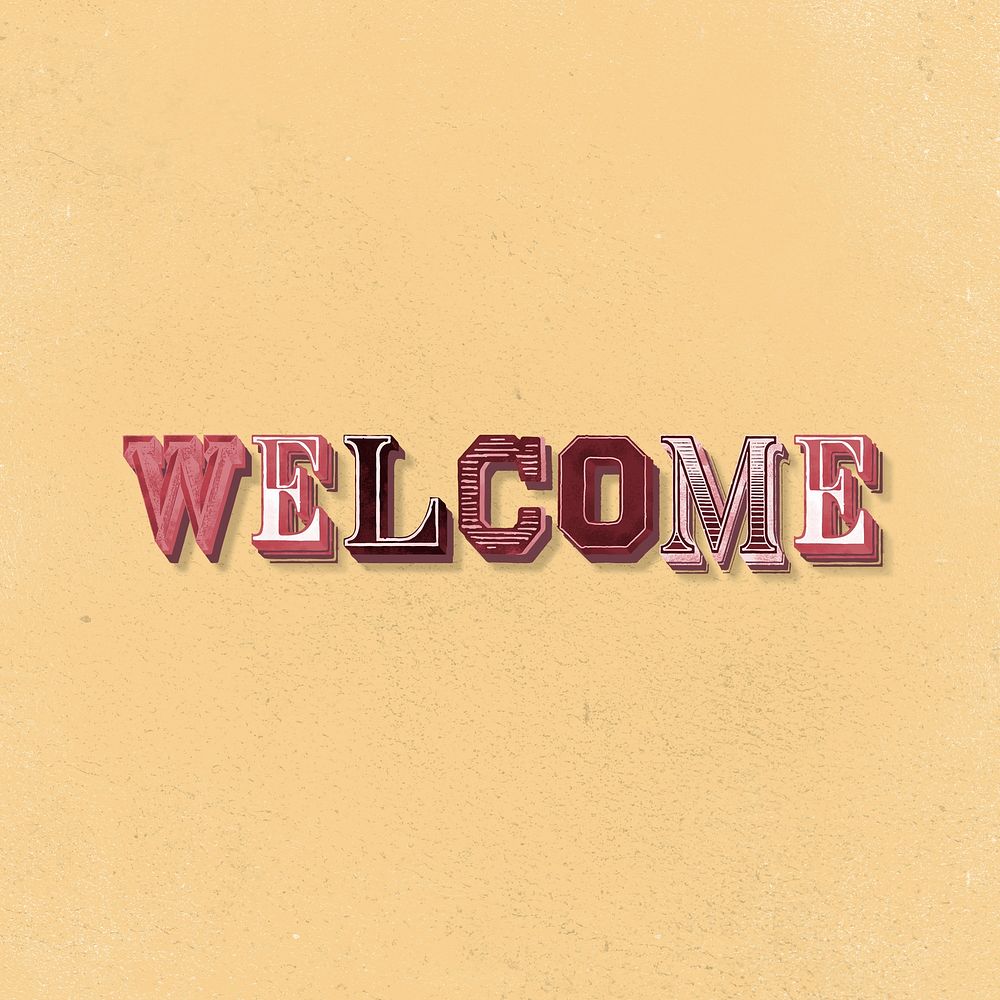 Retro text welcome word design